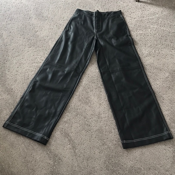 Zara Wide Leg Faux Leather Pants 